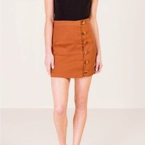 Francesca's Collections Button-Front Brown Skirt